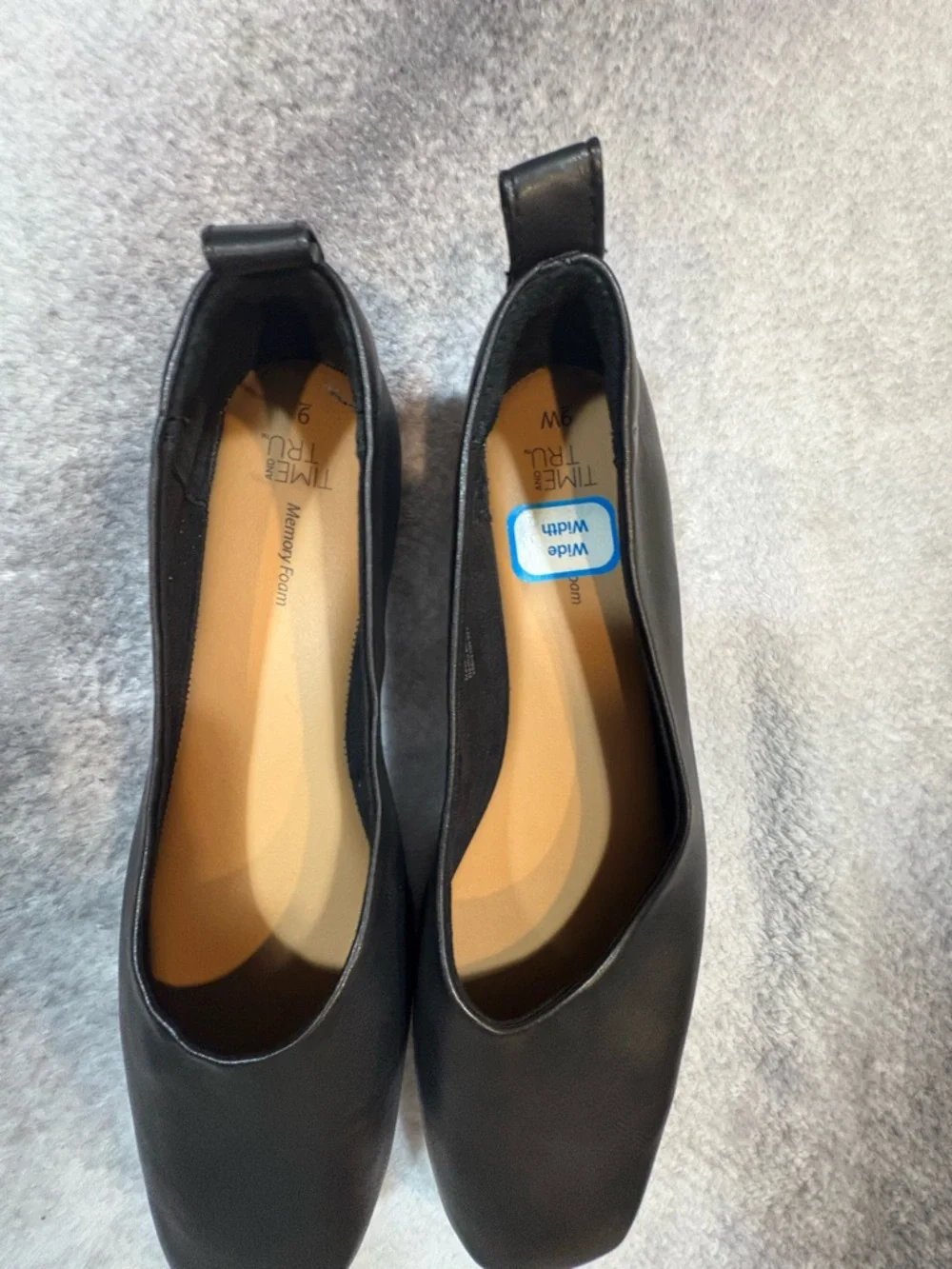 Time and Tru Black Square Toe Ballet Flats‎ | Mismatched Size 9W & 9